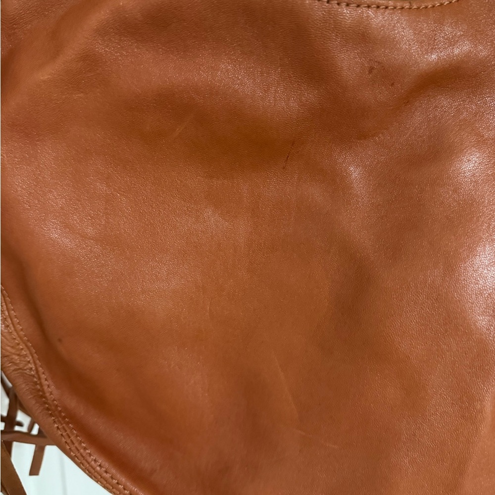 USED SLIGHTLY- Michael Kors Brown Crossbody Boho Leather Fringe Hobo Bag - Picture 6 of 11